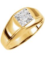 14K Gold Mens Solitaire Ring Mounting Setting only Fits 0.13ct upto 0.33ct Round Center 9.5 mm
