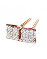 Rose Gold Finish Sterling Silver Earrings Studs Screw back 9mm Pave