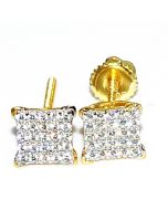 Princess Cut Style Earrings Yellow Gold Plated Silver 6mm Wide Screw Back