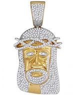 10kt Yellow Gold Mens Diamond Jesus Head Messiah Charm Pendant 1-1/5 Cttw 