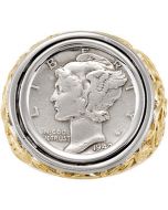 Mercury Of Dime Coin Set Into A Gold Plated Sterling Silver Ring Sterling Silver  22.32Mmx22.03Mm