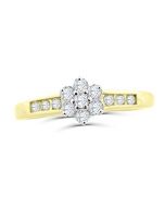 14K Gold Engagement Ring Round Cluster Diamonds 1/4ctw Diamonds Promise Gift Ring