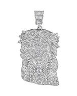  10kt White Gold Mens Diamond Jesus Christ Messiah Head Charm Pendant 3-3/4 Cttw 