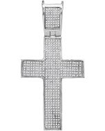 10kt White Gold Mens Diamond Symmetrical Christian Cross Charm Pendant 1.00 Cttw