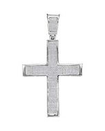 10kt White Gold Mens Diamond Roman Cross Charm Pendant 1-3/8 Cttw 