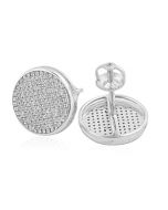 13mm Wide Stud Eearrings Round Cluster 10K White Gold 0.4ctw Diamonds Screw Back