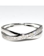 White Gold Wedding Band Crisscross 0.07ct Diamond 10k 5mm Wide Anniversary Fashion Ring