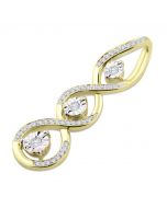 10K Yellow Gold Diamond Pendant 3 Stone Pendant Infinity Style Womens 32mm Tall 0.18ctw 