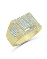 10K Gold Mens Ring Diamond 0.50ctw Fashion Pinky Ring 14mm Wide