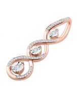 10K Rose Gold Diamond Pendant 3 Stone Pendant Infinity Style Womens 32mm Tall 0.18ctw