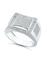 10K White Gold Mens Ring Diamond 0.50ctw Fashion Pinky Ring 14mm Wide