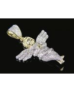 10K Gold Diamond Angel Pendant Mens or Womens Small Chrub Angel 0.44ctw 1.5 inch