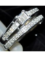 Wedding Ring Bridal Set .25ct Diamonds Engagement Ring Wedding Band 2 Piece Princess Cut Center