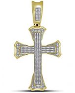 10kt Yellow Gold Mens Diamond Flared Christian Cross Charm Pendant 5/8 Cttw 