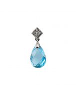 14kt Whtite Swiss Blue Topaz & .04 CTW Diamond Pendant