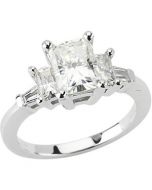 Created Moissanite And Diamond Engagement Ring 14K White Gold 
