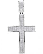 10kt White Gold Mens Diamond Christian Roman Cross Charm Pendant 1-7/8 Cttw 