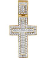 10kt Yellow Gold Mens Diamond Roman Cross Charm Pendant 1/2 Cttw 