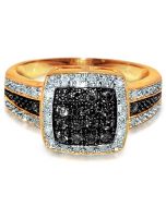 Cognac Diamond Cocktail ring 0.49ct Yellow Gold 11mm wide right hand anniversar
