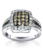 Cognac Diamond Cocktail ring 0.49ct White Gold 11mm wide right hand anniversar