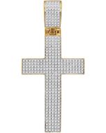 10kt Yellow Gold Mens Diamond Roman Cross Charm Pendant 7/8 Cttw 