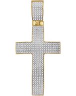 10kt Yellow Gold Mens Diamond Roman Cross Charm Pendant 7/8 Cttw 