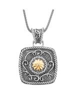 Two Tone Necklace Sterling Silver & 14K Yellow Gold Two Tone Necklace Pendant