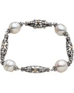 Freshwater Cultured Pearl Bracelets Sterling Silver & 14K Yellow Gold 11.00-12.00Mm