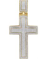 10kt Yellow Gold Mens Diamond Roman Cross Nested Outline Charm Pendant 7/8 Cttw 