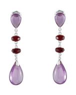 Genuine Amethyst And Brazilian Garnet Earrings Sterling Silver  Pair Genuine Amethyst And Brazilian Garnet Earrings