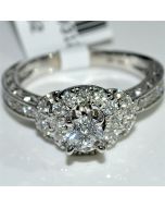 1ct Diamond Engagement Ring 14K White Gold Filegree Ornate