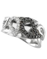 Black And White Diamond Ring Sterling Silver & 14K White Gold 1/4 Ct Tw Black And White Diamond Ring