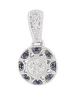 Genuine Blue Sapphire And Diamond Pendant 14K White Gold 00.60 Ct Tw Genuine Blue Sapphire & Diamond Pendant