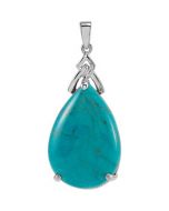 Genuine Chinese Turquoise Pendant Sterling Silver  25.00X17.00 Mm Genuine Chinese Turquoise Pendant
