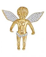 10kt Yellow Gold Mens Diamond Angel Wings Cherub Charm Pendant 1/2 Cttw 