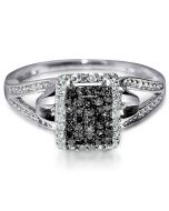 Cognac Diamond Engagement Ring Cocktail 0.18c 10K White gold 10mm wide champagne