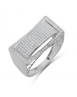 10K White Gold Mens Ring Diamond Band Pinky or Fashion Ring Wide 12mm 1/2ctw Diamond 