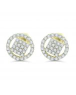 10K Gold Diamond Earrings 1/3ctw Diamonds Round Cluster Mens or Womens Screw Back 8mm 