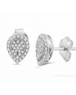 10K Gold Diamond Earrings Pear Shaped Cluster Pave Set 1/3ctw 9mm Screw Back Studs 