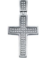 10kt White Gold Mens Diamond Small Christian Cross Charm Pendant 1/6 Cttw 