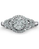 0.7CT WHITE GOLD 10K ENGAGEMENT WEDDING ANNIVERSARY RING ROUND TOP HALO VINTAGE