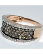 Rose Gold Cognac Diamond Wedding Band Ring Anniversary Right Hand 10mm Wide .8ct