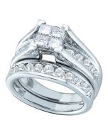 Princess cut wedding ring set 0.9ct w just under 1ct White Gold two piece set Engagement and matching band