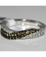 Cognac diamond wedding band Anniversary Ring 10K White Gold 0.39ct 2.8mm wide