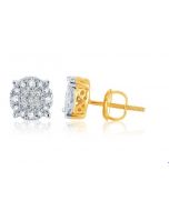 1/4ctw Diamond Earrings Princess Cut And Round 14K Yellow Gold 7mm Wide