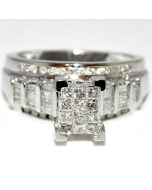 Princess Cut Diamond Wedding Ring 3 in 1 Engagement & bands 10K white gold .9ct Real 