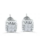 10K Diamond Earrings Princess cut Mens or Womens 5mm Screw Back White Gold or Yellow Gold 