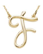 Gold Fashion Script Initial Necklace 14K Yellow Gold F Gold Fashion Script Initial Necklace