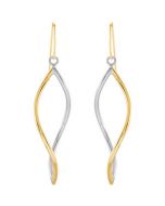 14Ky Gold And Sterling Silver Dangle Earrings Ster_14Ky Gold Gold Pair 40.50X15.50 Mm