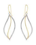 14Ky Gold & Sterling Silver Dangle Earrings 14Ky Gold_Ster Gold Pair 39.50X16.50 Mm